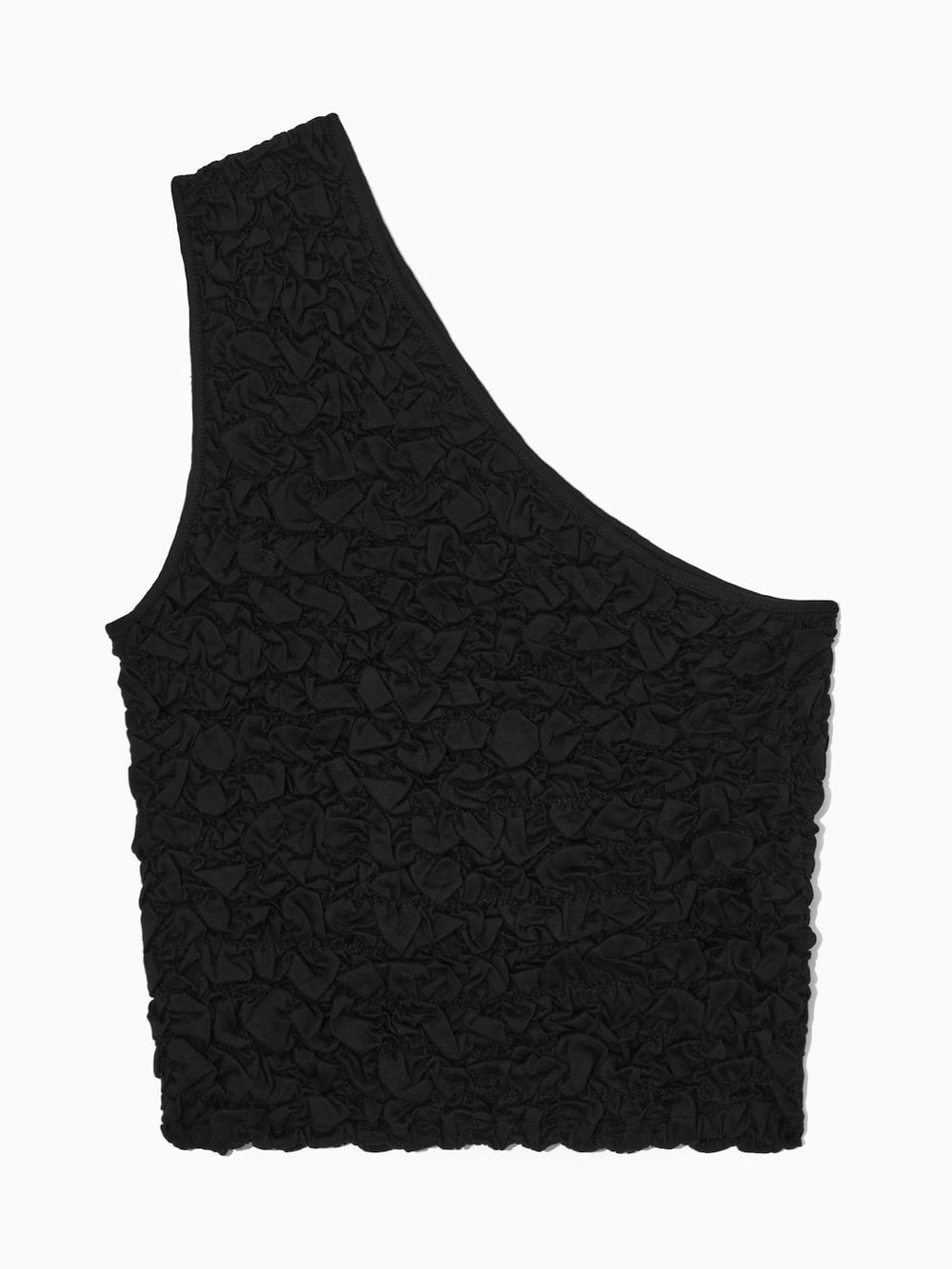COS Black One-Shoulder Ruched Tank Top